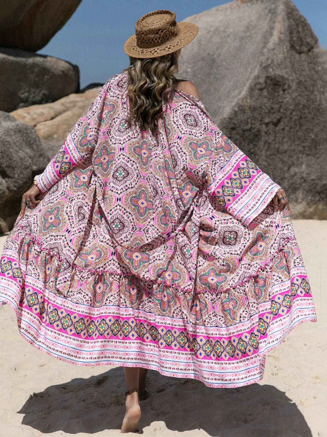 Printed Open Front Cover Up - Ladyez