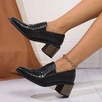 Point Toe Block Heels Pumps - Ladyez