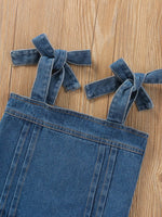 Children's Tie Shoulder Tank and Distressed Jeans Set