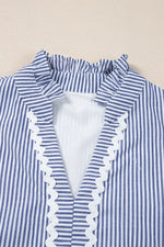 Stripe Sleeveless Notched Ric Rac Mini Dress