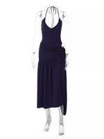 Halter Neck Ruched Bodysuit and Maxi Skirt Set