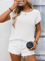 Contrast Trim Short Sleeve Sweater