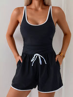 Contrast Trim Scoop Neck One-Piece Swimsuit