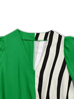 Color Block Striped Long Sleeve Midi Dress