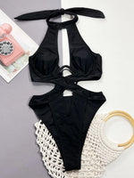 Cutout Halter Neck One-Piece Swimwear - Ladyez