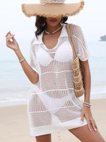 Hollow Out Collared Neck Cover-Up - Ladyez