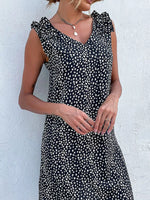 Frill Sleeveless Leopard Print Mini Dress