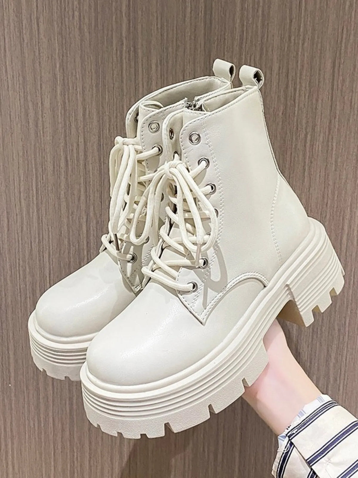 Platform Lace Up Boots - Ladyez