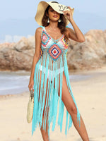 Fringe Spaghetti Strap Cover-Up - Ladyez