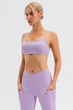 Crisscross Spaghetti Strap Active Cami - Ladyez