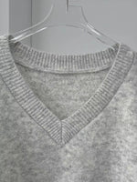 Oversized V-Neck Dropped Shoulder Sweater with Scarf