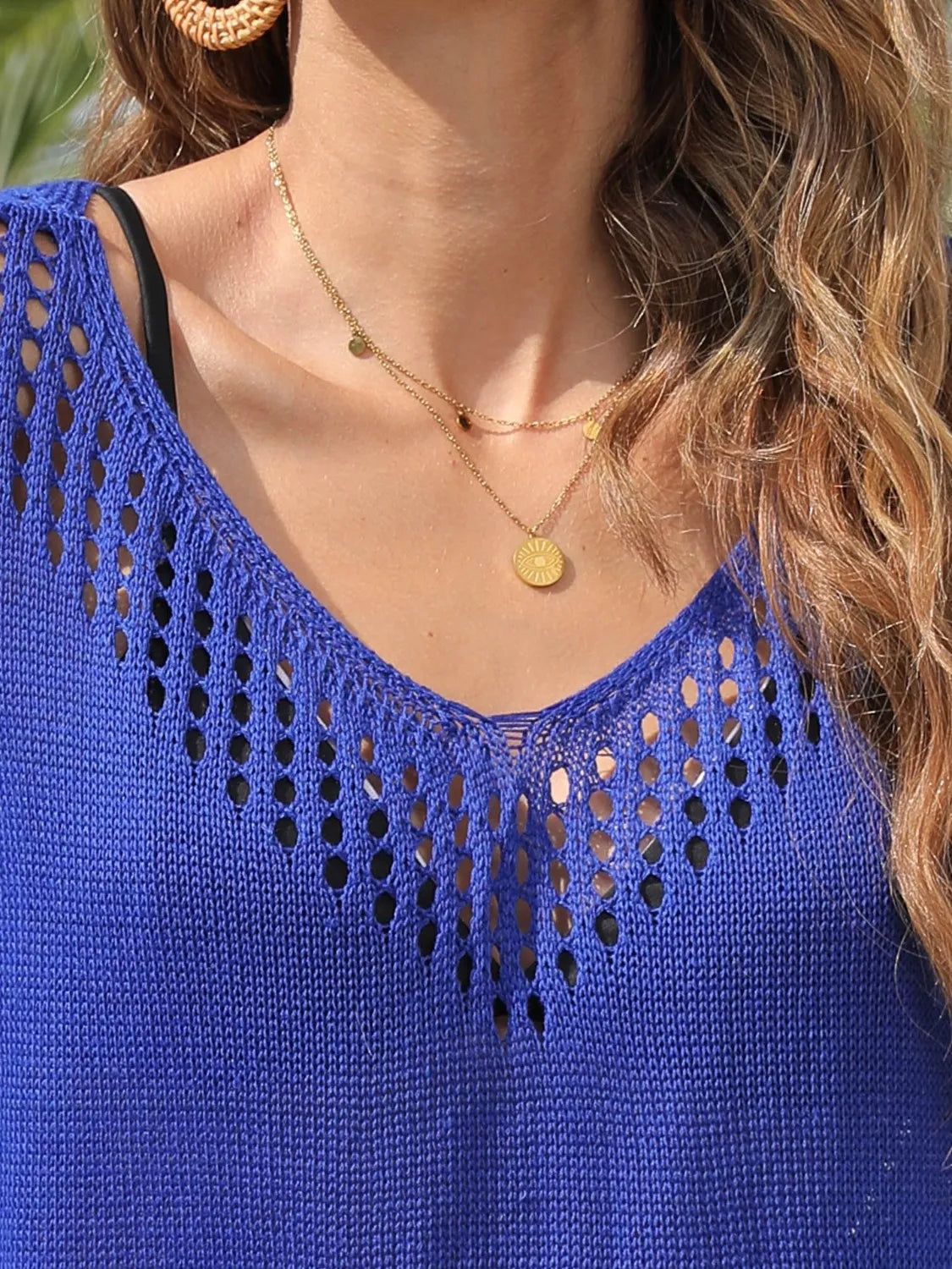 Crochet Trim Beach Cover Up Dress - Ladyez