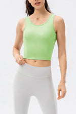 Round Neck Wide Strap Active Tank - Ladyez