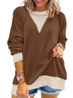 Two-Tone Ribbed Knit Sweatshirt