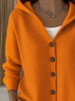 Full Size Hooded Button-Down Knit Cardigan Plus Size