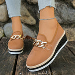 Chain Decor Wedge Loafers