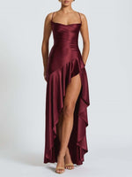 Ruffle High-Slit Maxi Dress