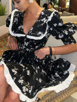 Floral Print Puff Sleeve Mini Dress