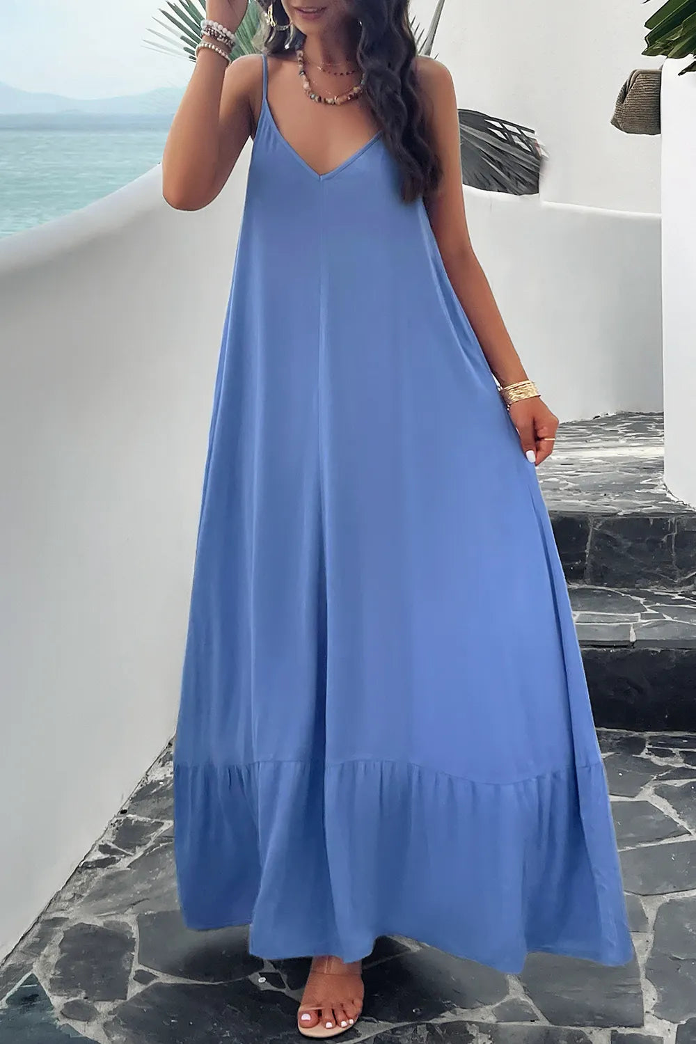Devine Backless Maxi Cami Dress with Pockets - Ladyez