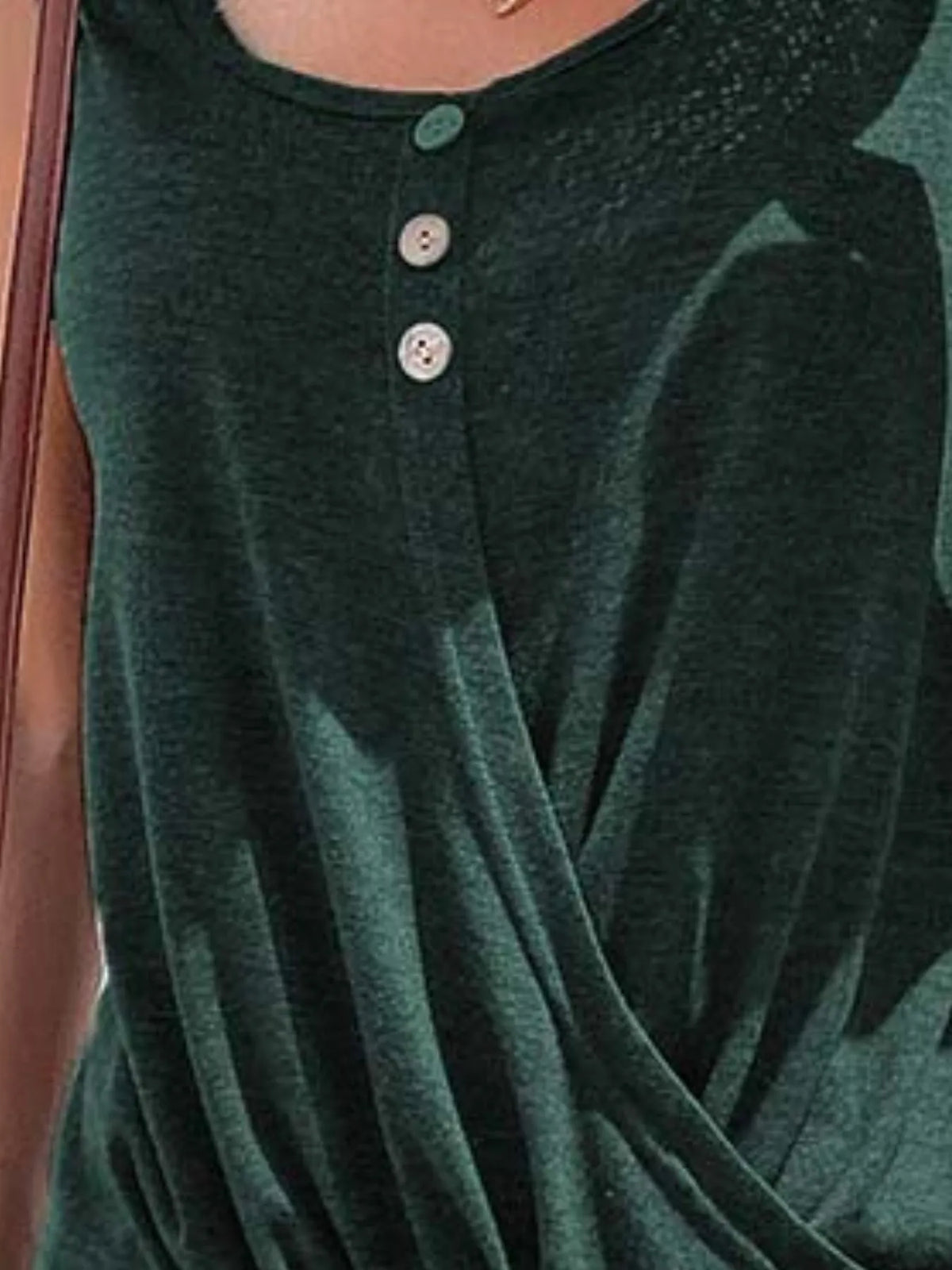 Full Size Twisted Hem Button Detail Tank Plus Size