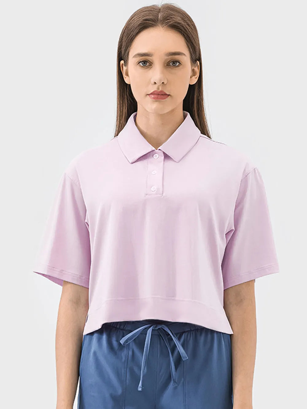 Millennia Half Button Short Sleeve Active T-Shirt - Ladyez