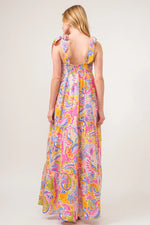 And The Why Full Size Printed Tie Shoulder Tiered Maxi Dress - Ladyez