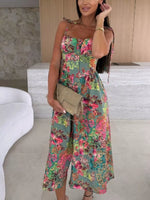 Printed Tie-Strap Midi Dress