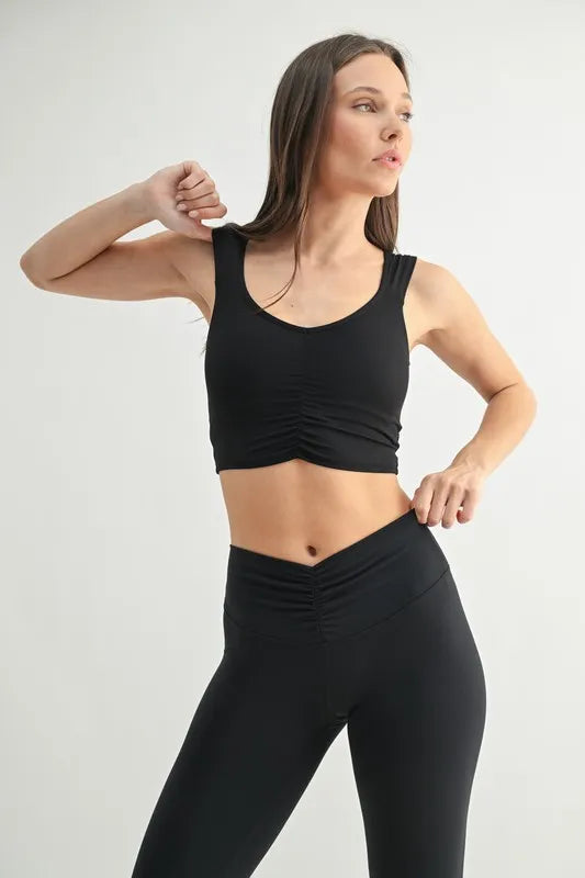 MONO B Ruched Front Active Tank - Ladyez