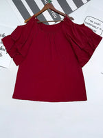 Cold Shoulder Ruffle Sleeve Top