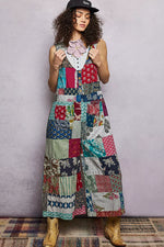 POL Sleeveless Patchwork Wide Leg Jumpsuit