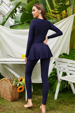 Mock Neck Long Sleeve One-Piece Swimwear - Ladyez