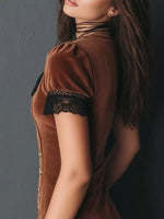Velvet Lace Trim Bodycon Dress