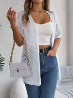 Openwork Open Front Half Sleeve Cardigan