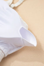 Textured Contrast Banding Bikini High Waist 2pcs Swimsuit - Ladyez