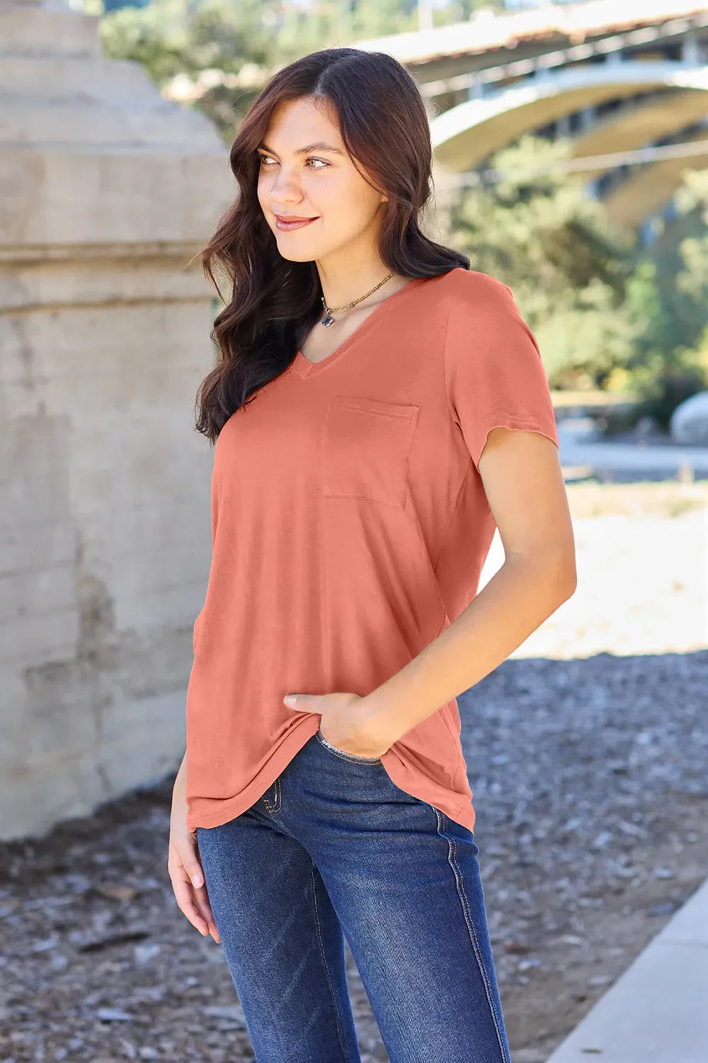 Basic Bae Bamboo Full SizeV-Neck Short Sleeve T-Shirt