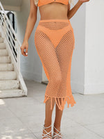 Fringe Openwork High Waist Swim Skirt - Ladyez