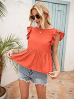 Ivy Lane Lace Detail Round Neck Peplum T-Shirt