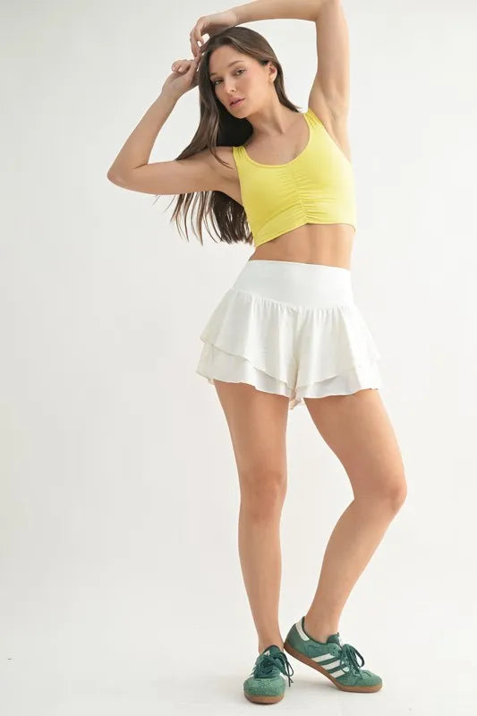 MONO B Ruched Front Active Tank - Ladyez