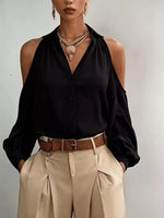 Cold-Shoulder Button-Down Shirt