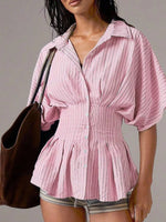 Striped Cinched Waist Shirt