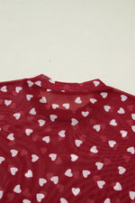 Sheer Heart Print Fitted Top