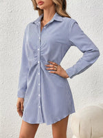 Striped Button-Up Shirt Dress