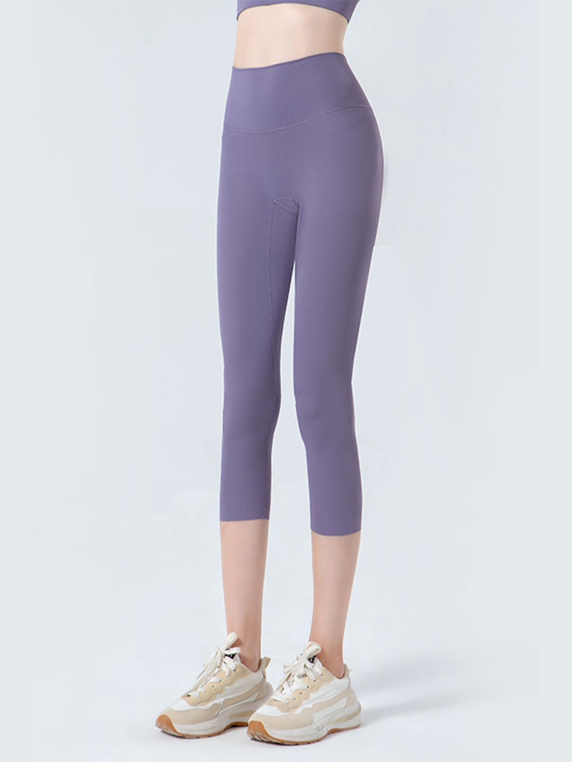 Wide Waistband Cropped Sports Leggings - Ladyez