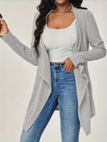 Ribbed Knit Open Front Cardigan