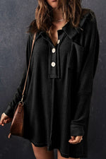 Waffle Knit Button Front Dress