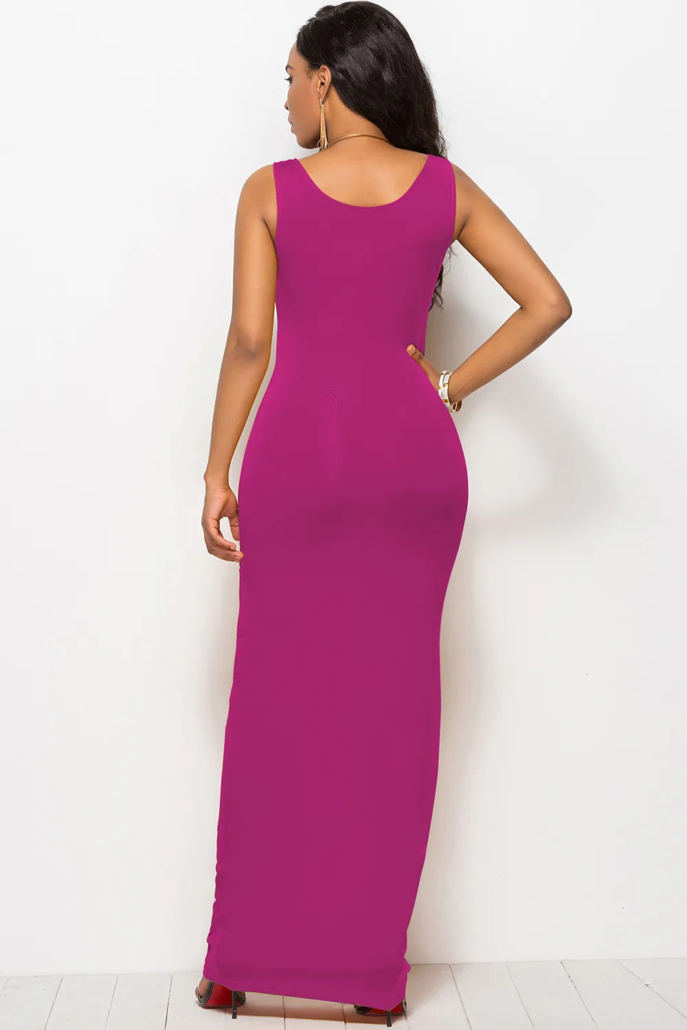 Scoop Neck Wide Strap Maxi Dress - Ladyez