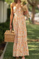 Tiered Halter Neck Printed Cami Dress - Ladyez