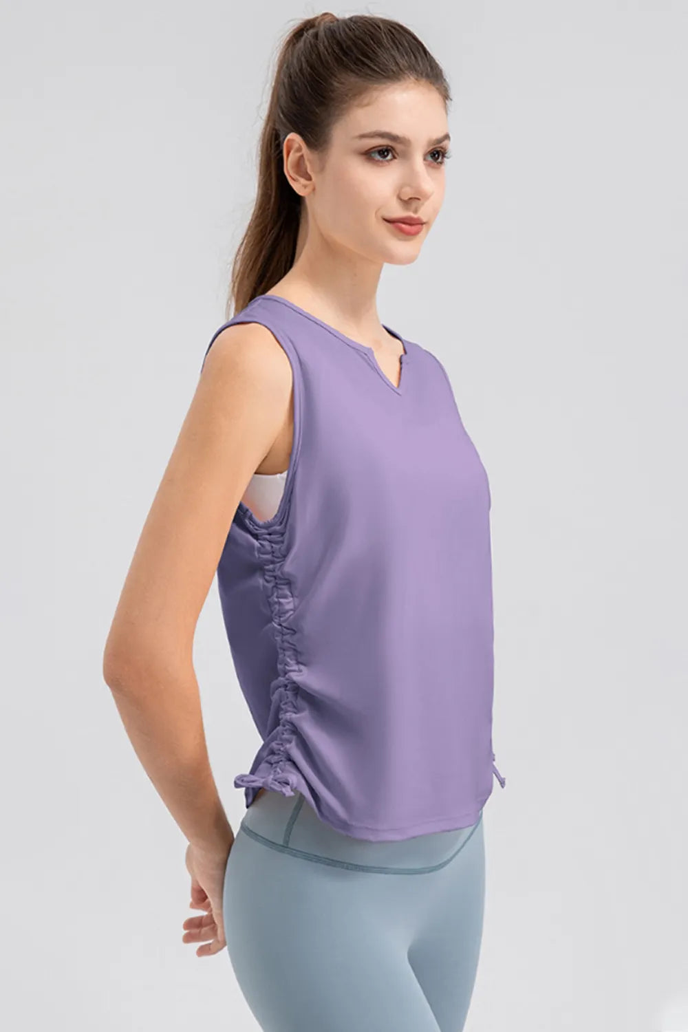 Notched Wide Strap Active Tank - Ladyez