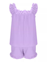 Ruffle Trim Sleeveless Top and Shorts Set