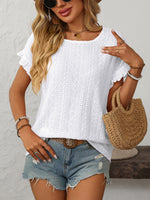 Mandy Eyelet Round Neck Short Sleeve Top - Ladyez